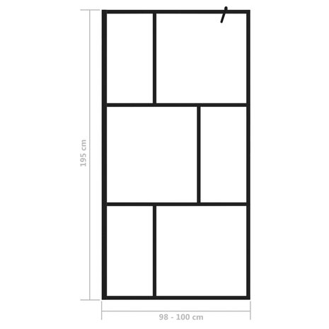 Inloopdouchewand 100x195 cm gehard glas zwart 8720286288641 7