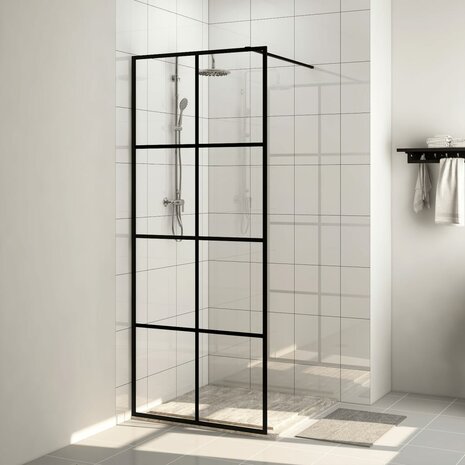 Inloopdouchewand 80x195 cm ESG-glas transparant en zwart 8720286513361 1