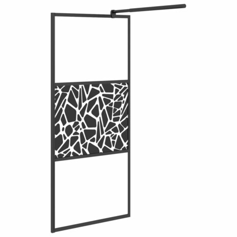 Inloopdouchewand met stenenmotief 80x195 cm ESG-glas zwart 8720286933305 4