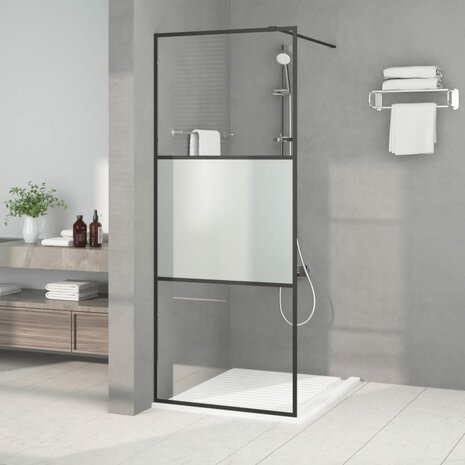 Inloopdouchewand 80x195 cm halfmat ESG-glas zwart 8720287052029 1