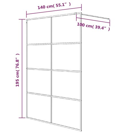 Inloopdouchewand 140x195 cm transparant ESG-glas zilverkleurig 8720287052364 7