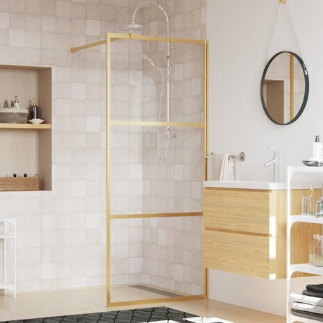 Inloopdouchewand transparant 90x195 cm ESG-glas goudkleurig 8720845941864 1