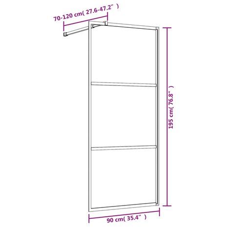 Inloopdouchewand transparant 90x195 cm ESG-glas goudkleurig 8720845941864 7