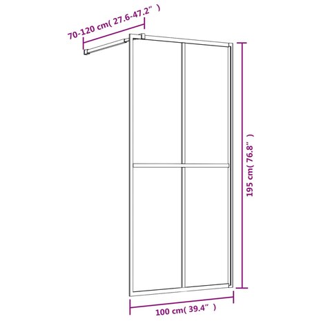 Inloopdouchewand transparant 100x195 cm ESG-glas rood 8720845941956 7