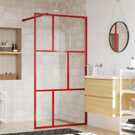 Inloopdouchewand transparant 115x195 cm ESG-glas rood 8720845942076 1