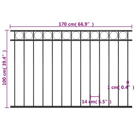 Schuttingpaneel 1,7x1 m staal zwart 8719883865157 4