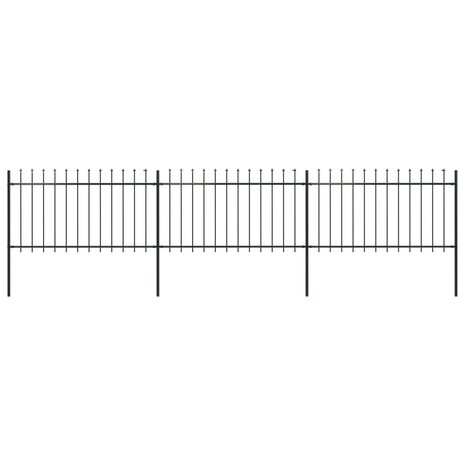 Tuinhek met speren bovenkant 5,1x1 m staal zwart 8719883710341 1