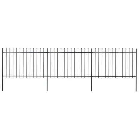 Tuinhek met speren bovenkant 5,1x1,2 m staal zwart 8719883710433 1