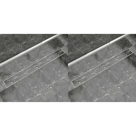 Doucheafvoer 2 st rechthoekig 1030x140 mm roestvrij staal 8718475797319 1