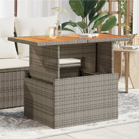 Tuintafel 100x55x73 cm poly rattan en acaciahout grijs 8721012335127 1