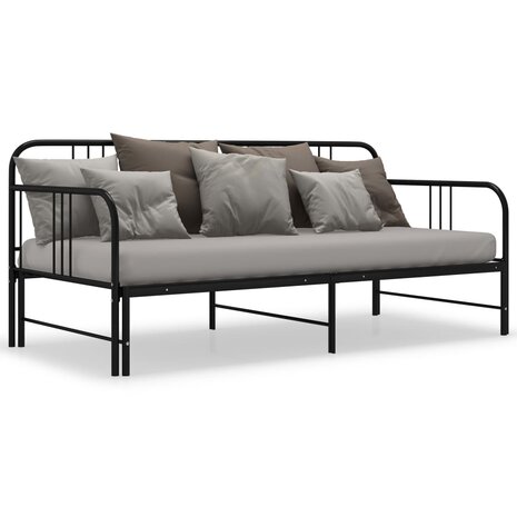 Slaapbankframe uittrekbaar metaal zwart 90x200 cm 8720286162514 6