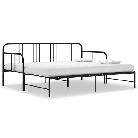 Slaapbankframe uittrekbaar metaal zwart 90x200 cm 8720286162514 9