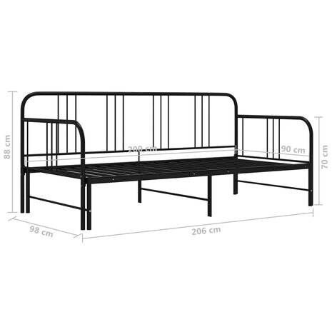 Slaapbankframe uittrekbaar metaal zwart 90x200 cm 8720286162514 11