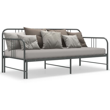 Slaapbankframe uittrekbaar metaal grijs 90x200 cm 8720286162538 6