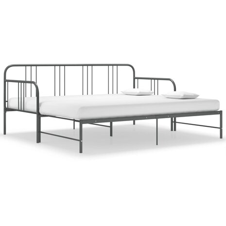 Slaapbankframe uittrekbaar metaal grijs 90x200 cm 8720286162538 9