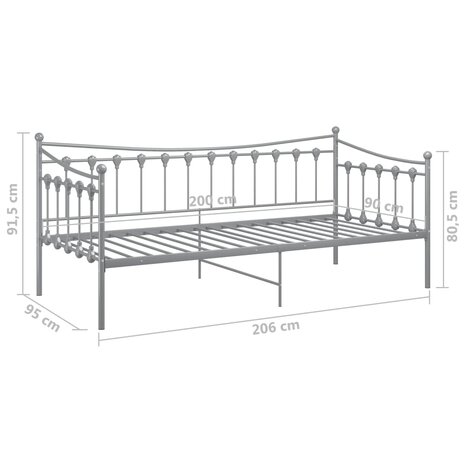 Slaapbankframe metaal grijs 90x200 cm 8720286195536 10