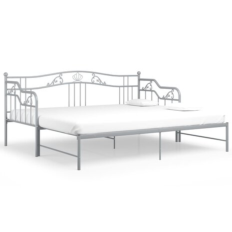 Slaapbankframe uittrekbaar metaal grijs 90x200 cm 8720286195628 2
