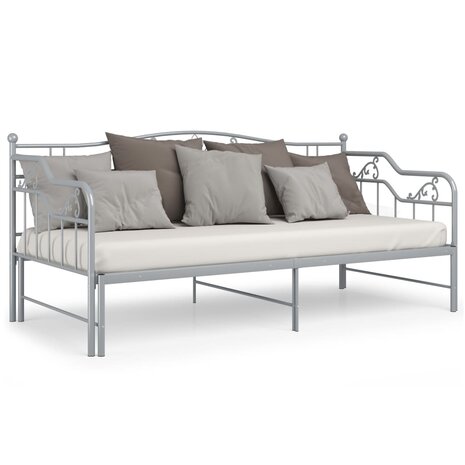 Slaapbankframe uittrekbaar metaal grijs 90x200 cm 8720286195628 4