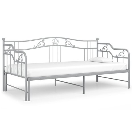 Slaapbankframe uittrekbaar metaal grijs 90x200 cm 8720286195628 7