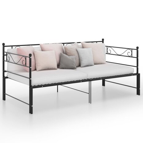 Slaapbankframe uittrekbaar metaal zwart 90x200 cm 8720286195666 1