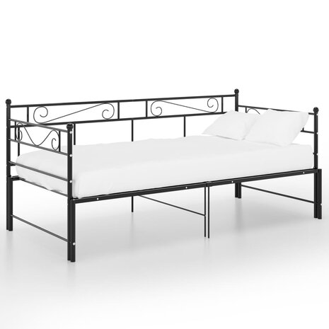 Slaapbankframe uittrekbaar metaal zwart 90x200 cm 8720286195666 2