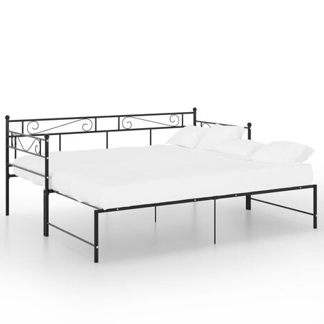 Slaapbankframe uittrekbaar metaal zwart 90x200 cm 8720286195666 3