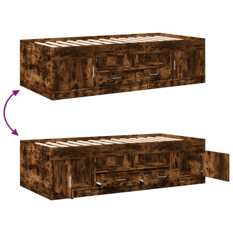 Slaapbank met lades 75x190 cm bewerkt hout gerookt eikenkleurig 8721102619151 7