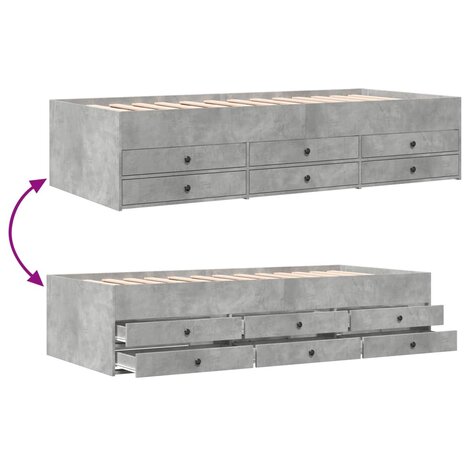 Slaapbank met lades 75x190 cm bewerkt hout betongrijs 8721102625442 7