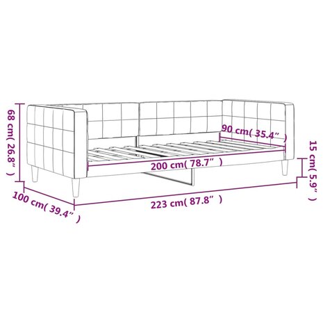 Slaapbank 90x200 cm fluweel zwart 8720845953072 8