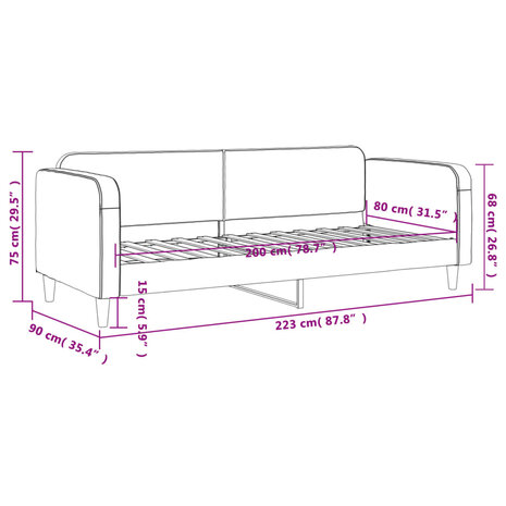 Slaapbank 80x200 cm stof taupe 8720845953263 8