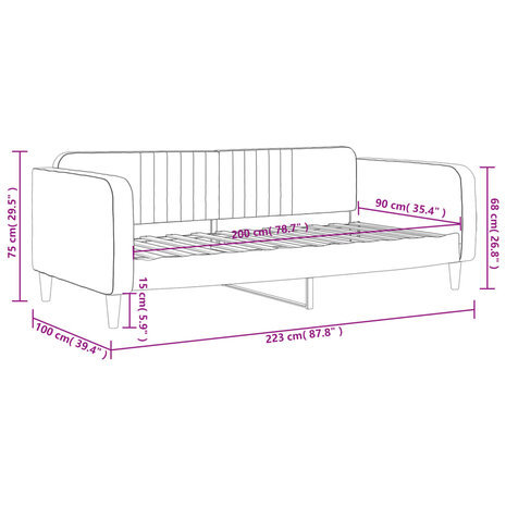 Slaapbank 90x200 cm fluweel zwart 8720845953850 8