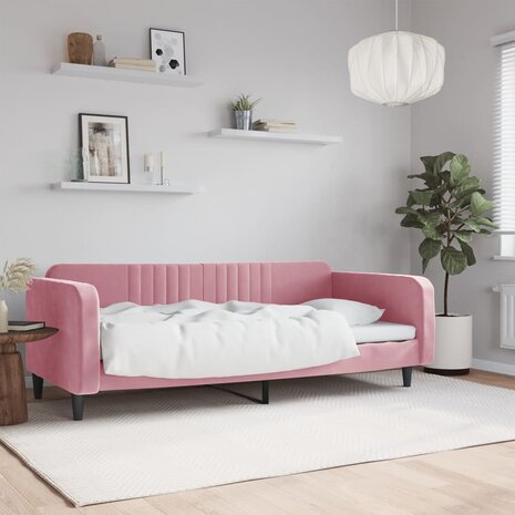 Slaapbank 100x200 cm fluweel roze 8720845953911 1