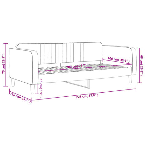 Slaapbank 100x200 cm fluweel roze 8720845953911 8