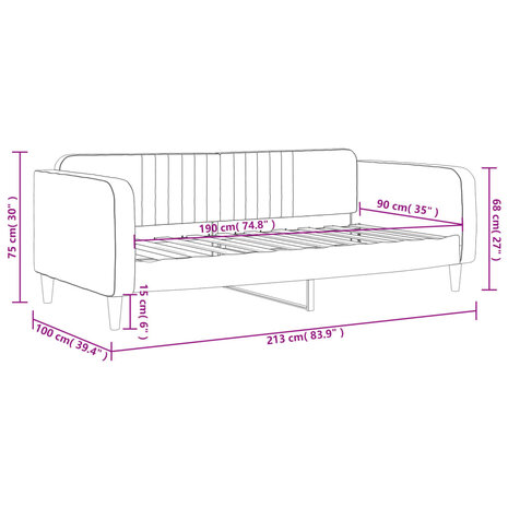 Slaapbank 90x190 cm fluweel zwart 8720845953966 8