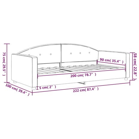 Slaapbank 90x200 cm fluweel lichtgrijs 8720845954314 8