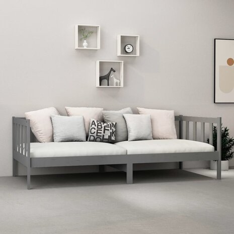 Bedbank massief grenenhout grijs 90x200 cm 8720286641385 3