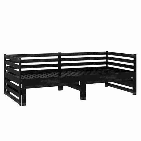 Bedbank uitschuifbaar massief grenenhout zwart 2x(90x200) cm 8720286641651 6