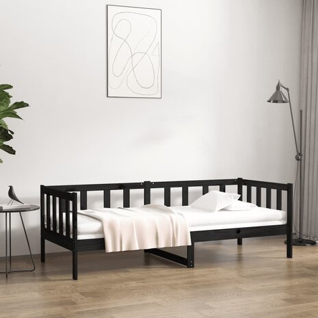 Slaapbank 90x190 cm massief grenenhout zwart 8720287133483 1