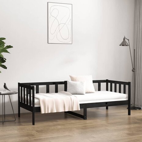 Slaapbank 90x190 cm massief grenenhout zwart 8720287133483 4