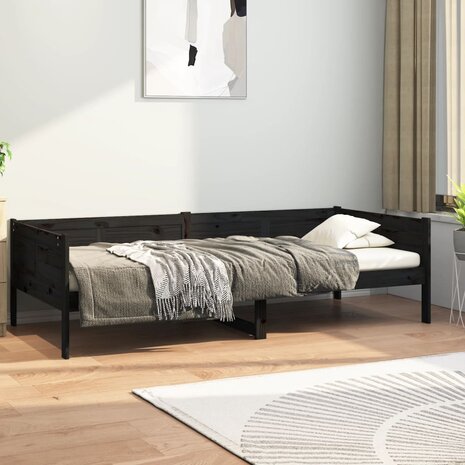 Slaapbank massief grenenhout zwart 90x190 cm 8720287072294 1