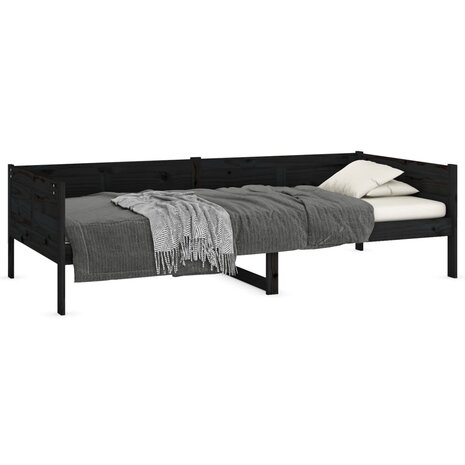 Slaapbank massief grenenhout zwart 90x190 cm 8720287072294 3