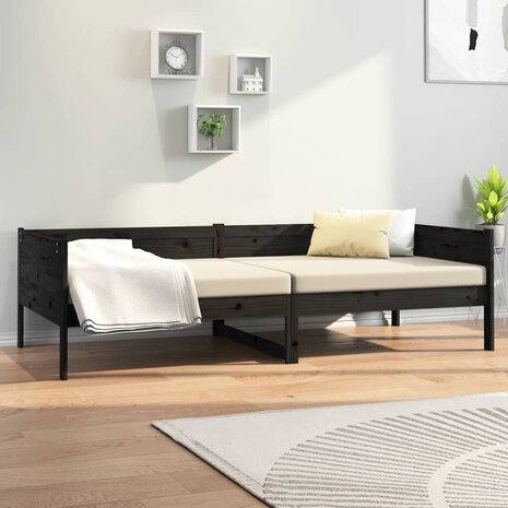 Slaapbank massief grenenhout zwart 90x190 cm 8720287072294 7