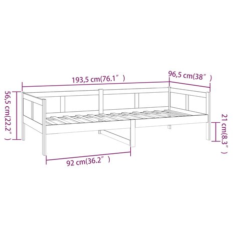 Slaapbank massief grenenhout zwart 90x190 cm 8720287072294 10