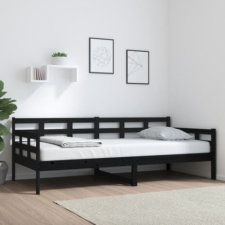 Slaapbank massief grenenhout zwart 90x200 cm 8720287073390 1