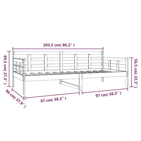 Slaapbank massief grenenhout zwart 90x200 cm 8720287073390 11