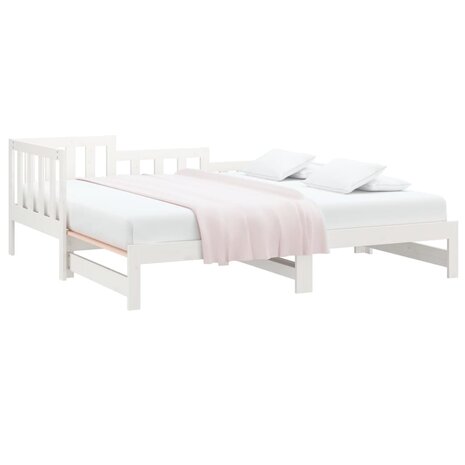 Slaapbank uitschuifbaar 2x(80x200) cm massief grenenhout wit 8720287136255 3
