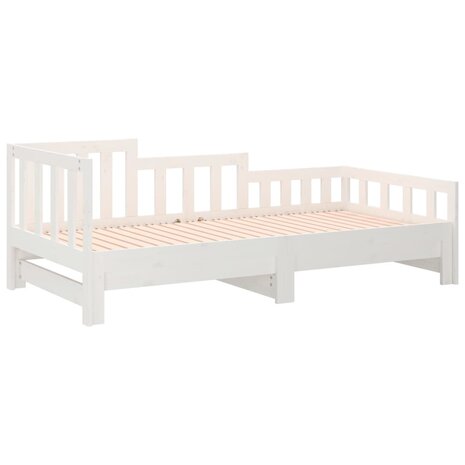 Slaapbank uitschuifbaar 2x(80x200) cm massief grenenhout wit 8720287136255 8