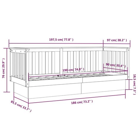 Slaapbank 90x190 cm massief grenenhout 8720287214595 11