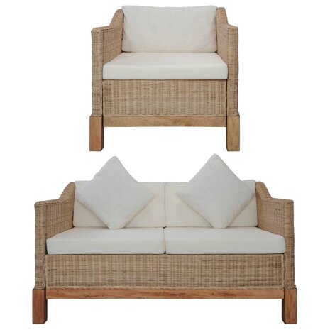 2-delig Bankstel met kussens natuurlijk rattan 8719883731506 1