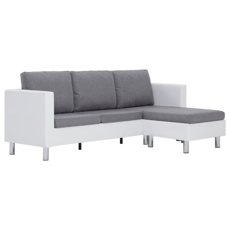 Driezitsbank met kussens kunstleer wit 8719883742458 2